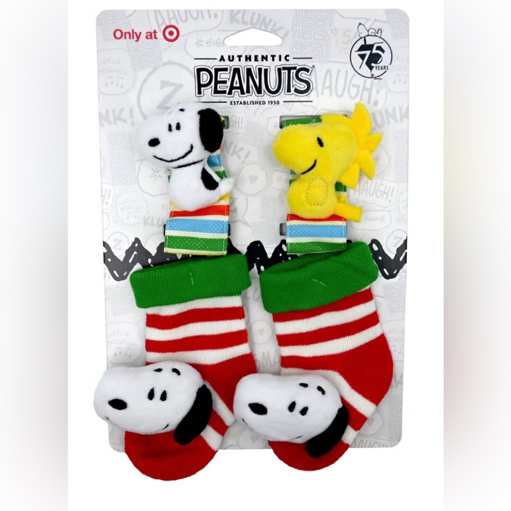 Peanuts Baby Snoopy and Woodstock Foot and Wrist Rattles